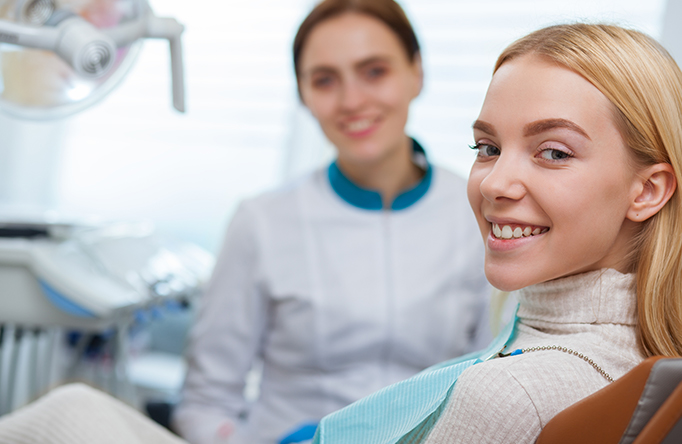 Lady smiling at dentist