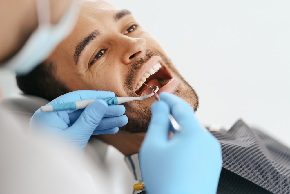 Man having dental check up