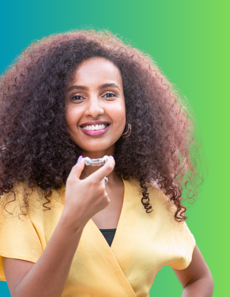 lady smiling with suresmile aligner