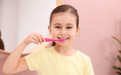 Girl brushing teeth